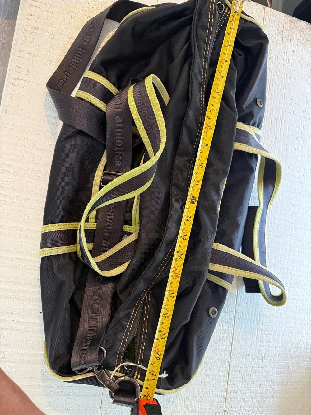Lululemon Men’s Black Duffel Bag with Lime Trim